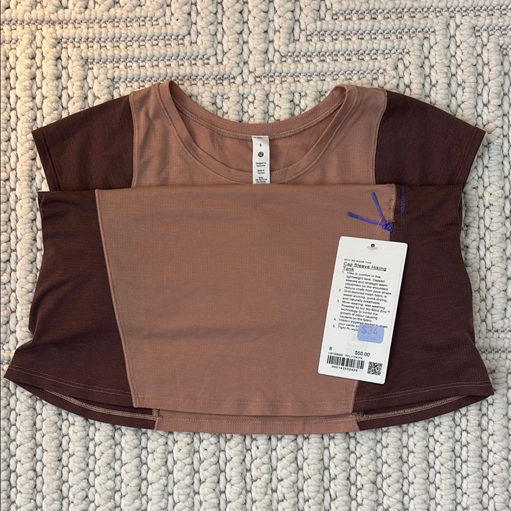 Lululemon Cap Sleeve Hiking Tank Top Size 8 In Pink Clay / Dark Oxide
